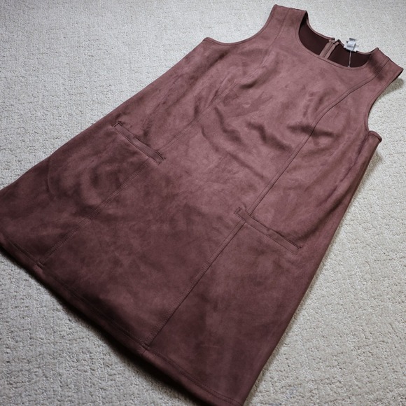 a new day Dresses & Skirts - A New Day Womens Faux Suede Sleeveless Shift Dress Burgundy Plum Size 14